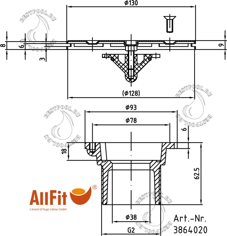 Форсунка подающая донная 3864020 tec.jpg