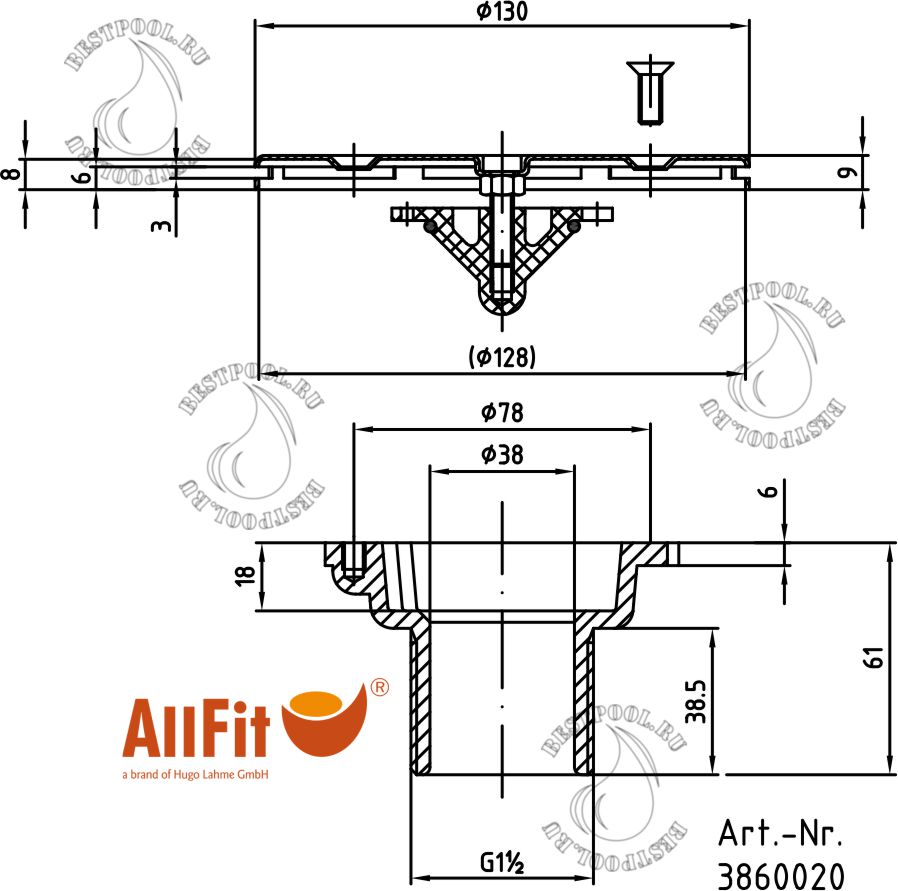 Форсунка подающая донная 3860020 tec.jpg